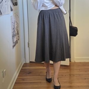 Lands' End Vintage Dark Gray A-Line Midi Skirt